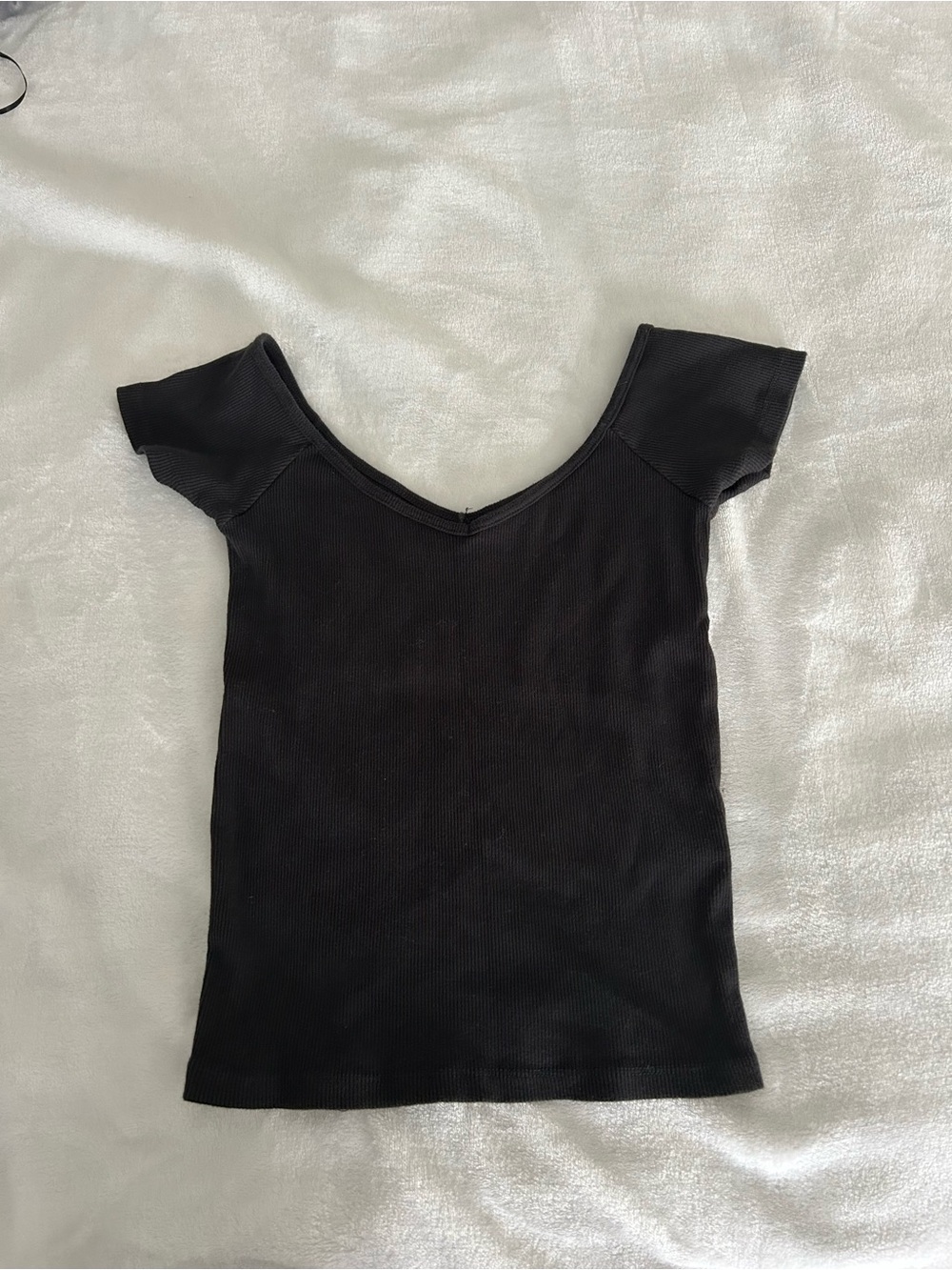 Black V-Neck Short Sleeve Women’s Top Brandy Melville